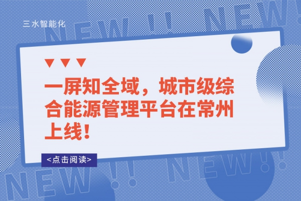 一屏知全域，城市級(jí)綜合能源管理平臺(tái)在常州上線！